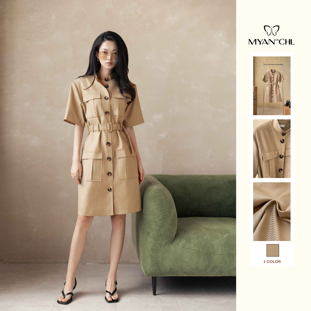 Váy kaki cộc tay